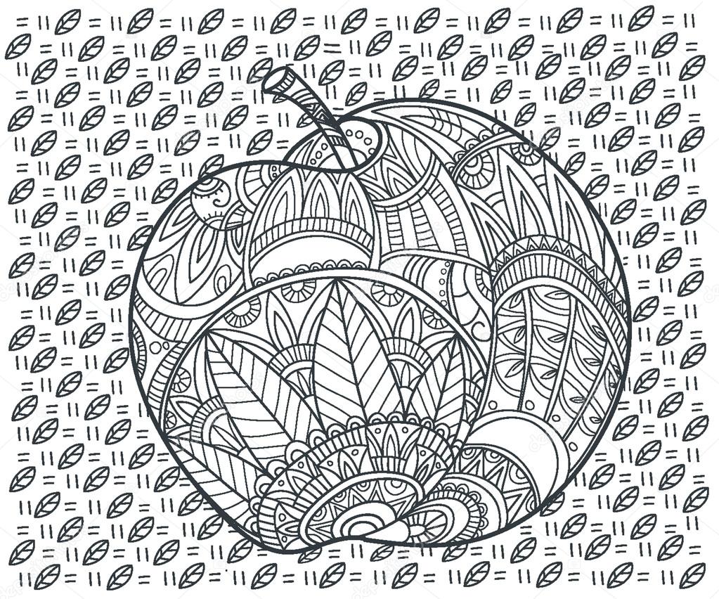 Decorative Apple In Zentangle Style Stock Vector C Son 110225294