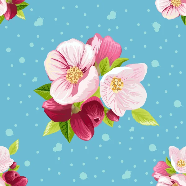 Patroon met bloemen van appelbomen — Stockvector