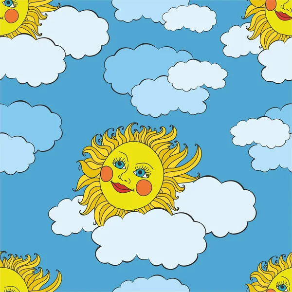 Modèle avec le soleil et les nuages . — Image vectorielle