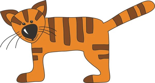 Child's drawing of a tiger. — Stock Vector