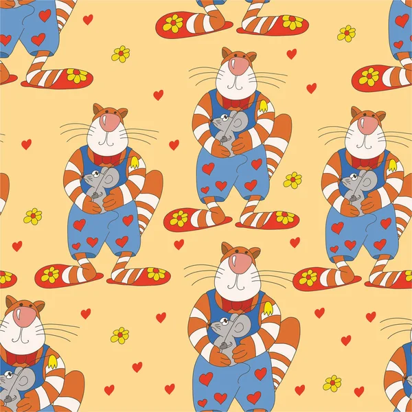Modèle avec chat et souris . — Image vectorielle