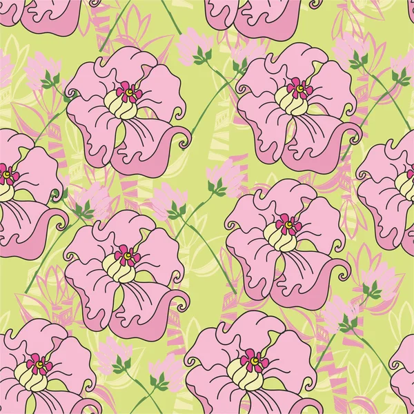 Mönster med rosa blommor. — Stock vektor