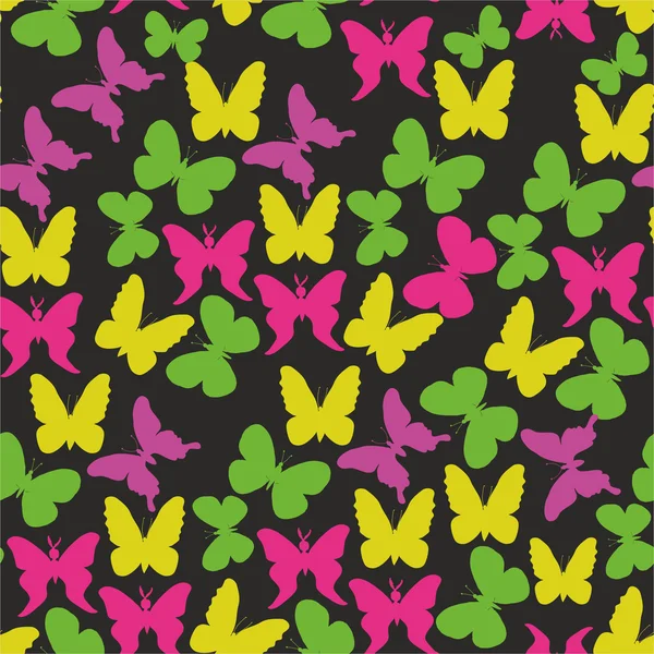 Mariposas de colores sobre un fondo negro — Vector de stock