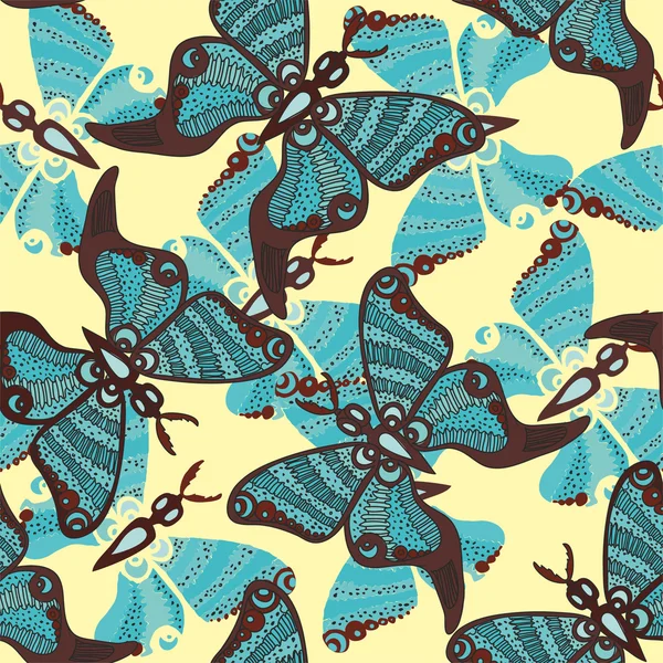 Schmetterlinge Muster auf gelbem Hintergrund — Stockvektor