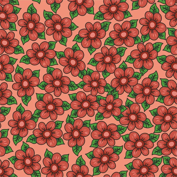 Muster mit roten Blüten — Stockvektor