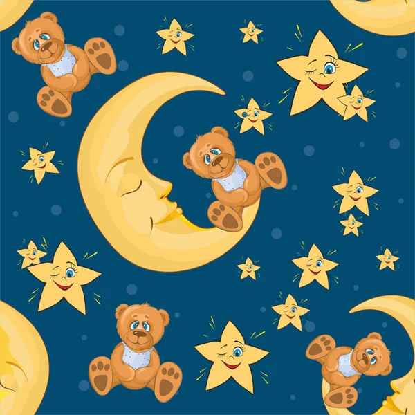 Patterns with bears and moon — Stock Vector