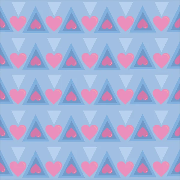 Patrón con triángulos y corazones — Vector de stock