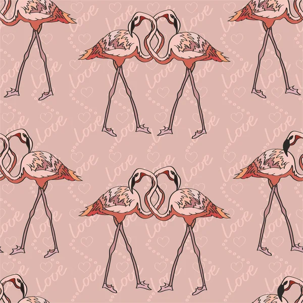Mönster med rosa flamingos — Stock vektor