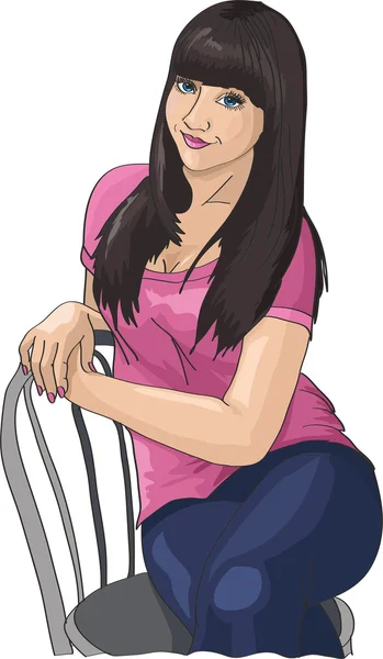 Chica sentada en una silla — Vector de stock