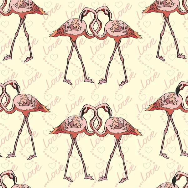 Patroon met roze flamingo 's — Stockvector
