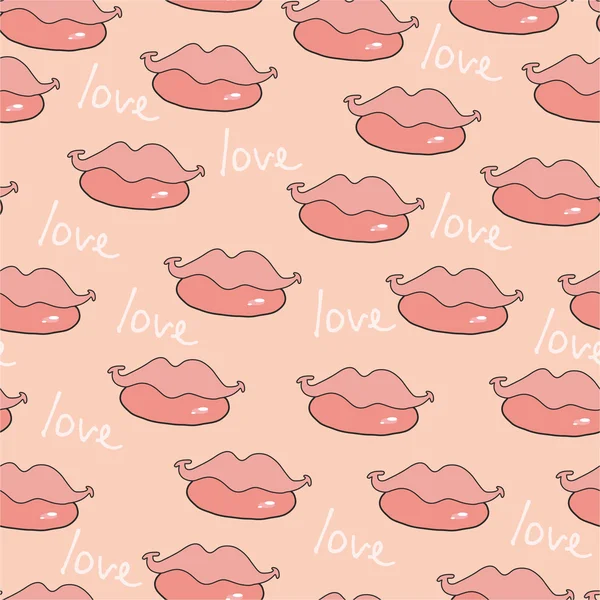 Patroon met roze lippen — Stockvector