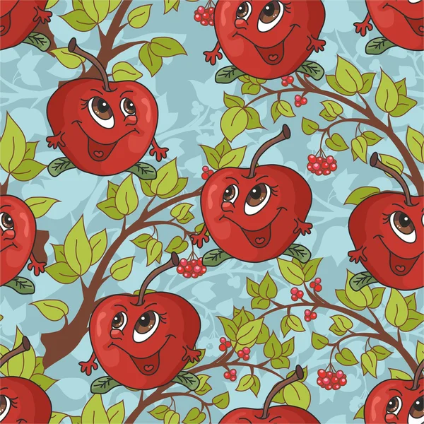 Elma ve ağaç dalları ile desen — Stok Vektör