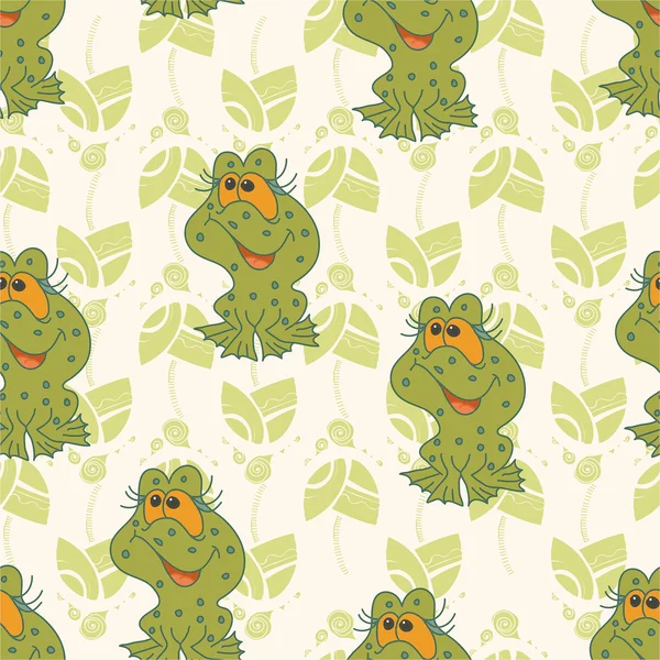 Children's pattern with a frogs — Stock Vector