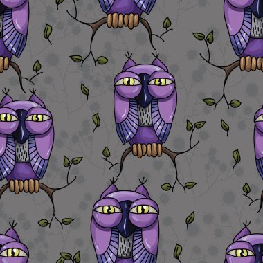 Desen bir baykuş dal ile