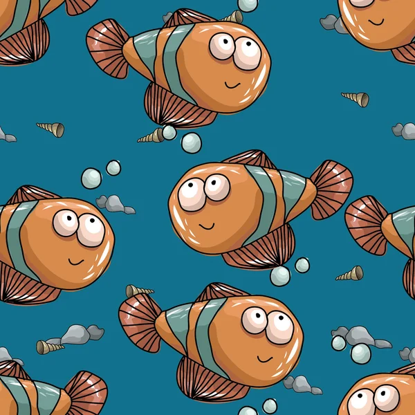 Modèle avec des poissons joyeux — Image vectorielle