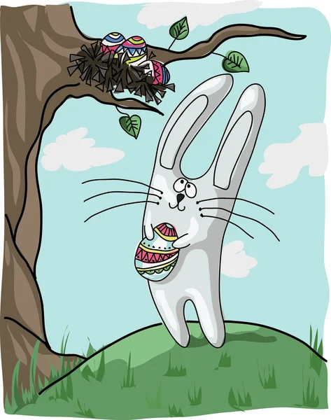 Bunny met Pasen egg. — Stockvector