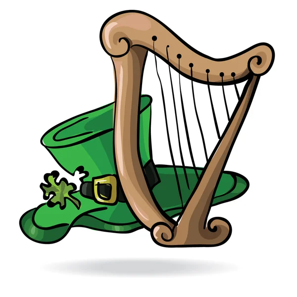 St. Patrick's Day harpa och hatt — Stock vektor