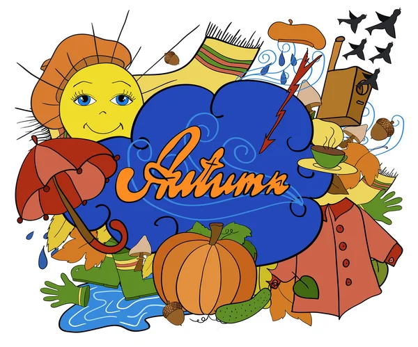Herfst doodles set — Stockvector