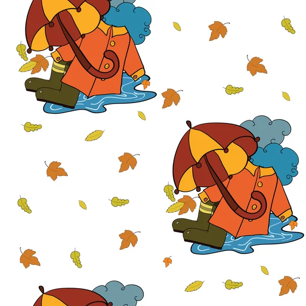 Herbst nahtlose Muster mit Regenschirm — Stockvektor