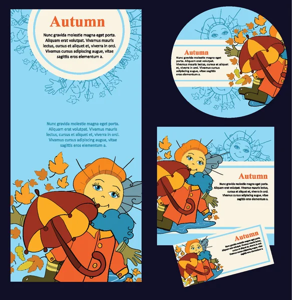 Cartões com a impressão de outono — Vetor de Stock