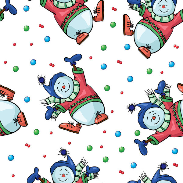 Pattern with funny snowmen