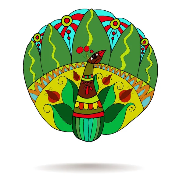 Oiseau paon indien — Image vectorielle