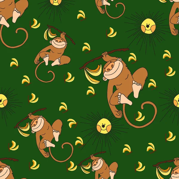 Monos patrón sin costura — Vector de stock