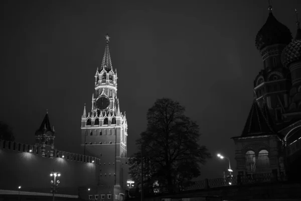 Mosca Russia Foto Bianco Nero Centro Mosca Nel Tardo Autunno — Foto Stock