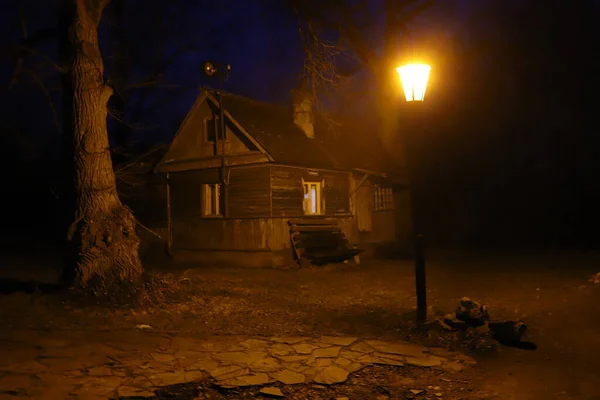 Sonbaharın Sonunda Gece Rus Köyü — Stok fotoğraf