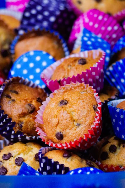 Meerdere kleurrijke mooi ingerichte zelfgemaakte muffins taarten — Stockfoto