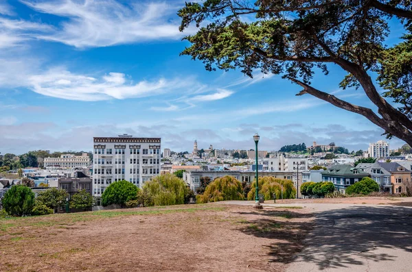 View San Francisco Skyline Alamo Square Park — Stock Photo, Image