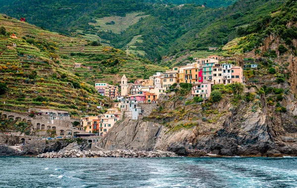 Vernazza Uma Das Cinco Cidades Que Compõem Região Cinque Terre — Fotografia de Stock