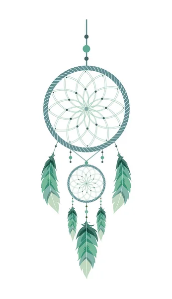 Attrape-rêves avec mandala et plumes. Talisman indien. — Image vectorielle