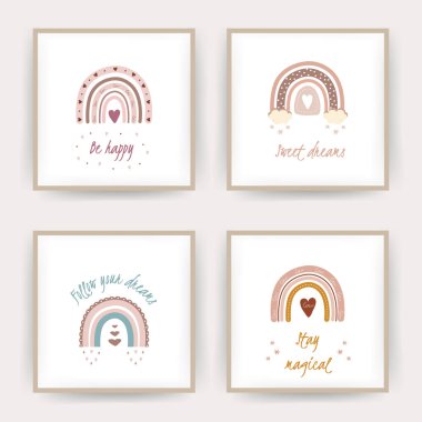 Boho gökkuşaklı posterler. Tatlı rüyalar ve mutlu ol..