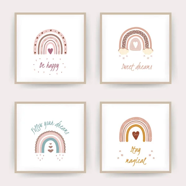Boho gökkuşaklı posterler. Tatlı rüyalar ve mutlu ol..