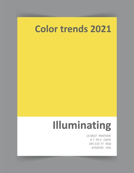 2021年的色彩。趋势明亮的黄色阴影. — 图库矢量图片