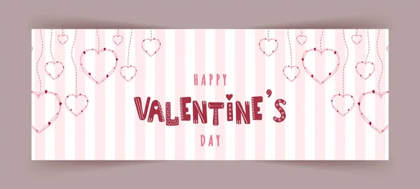 Happy Valentines Day Banner mit rosa Herzen. Netter romantischer Hintergrund. — Stockvektor