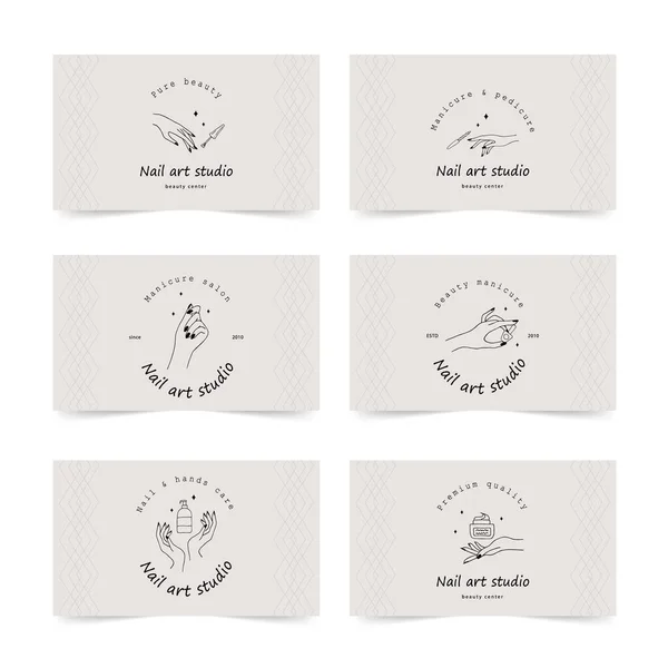 Modèle de carte de visite studio Nail Art. Design moderne pour salon de manucure et pédicure. — Image vectorielle