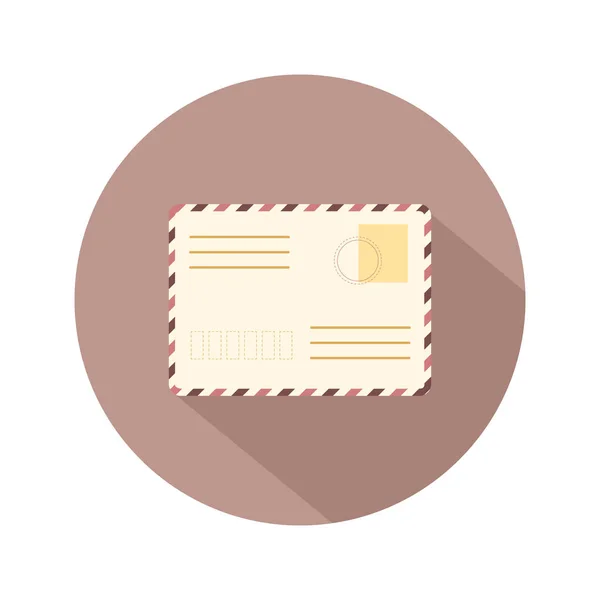 Envelope com carimbo. Ícone de e-mail. Cartão postal retrô e papel artesanal. Carta escrita ou correspondência. Ilustração vetorial em estilo de desenho animado plano. — Vetor de Stock