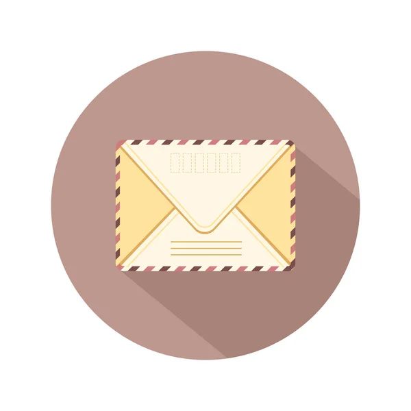 Umschlag mit Briefmarke. E-Mail-Symbol. Retro-Postkarte und Bastelpapier. Schriftliche Briefe oder Korrespondenz. Vektorillustration im flachen Cartoon-Stil. — Stockvektor