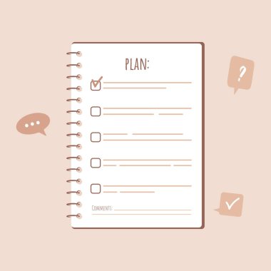 Planı masaya koy. Planlama ve iş organizasyonu. Çizgi film tarzında vektör illüstrasyonu