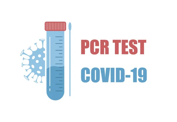 PCR检测。鼻腔拭子实验室分析.Covid-19 Coronavirus测试。平面卡通风格的矢量插图 — 图库矢量图片