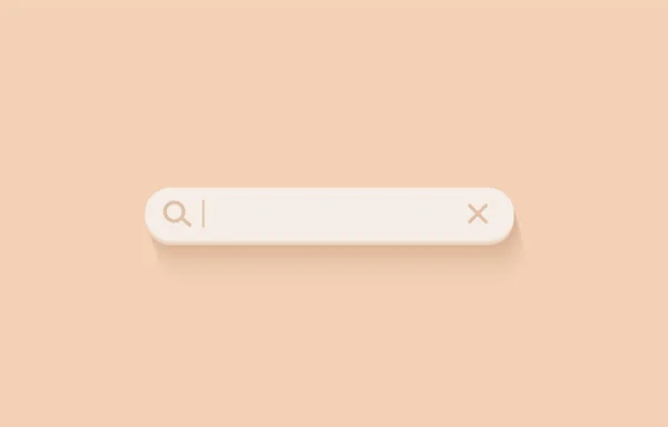 3D search bar. Browser button for website and UI design. Search form template. Vector illustration on soft beige background — Vettoriale Stock