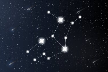 Başak. Uzayın arka planında Zodiac takımyıldızı. Gizemli ve esrarengiz. Yıldız falı vektör çizimi. Ruhani tarot posteri. Sihirli tarot ve astroloji kartları