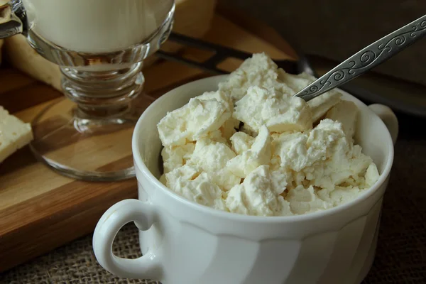 Plate of cottage cheese — Stock Photo, Image