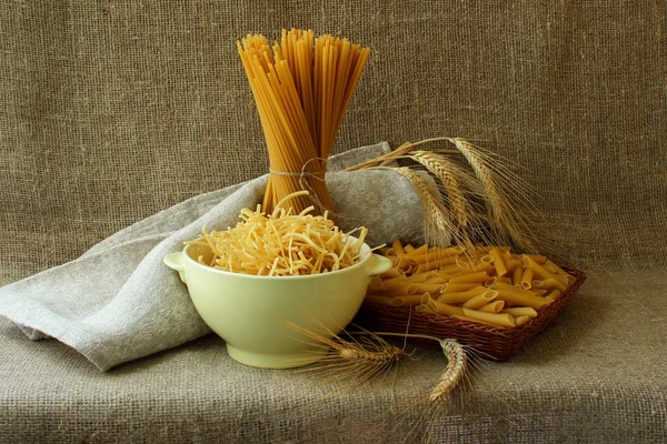 Pasta, noodles and spaghetti in a plate on the table — Stock Photo, Image