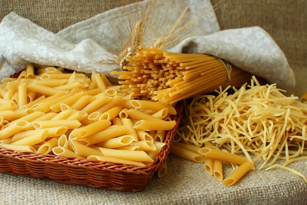 Several different types of pasta on the table — Stock Photo, Image