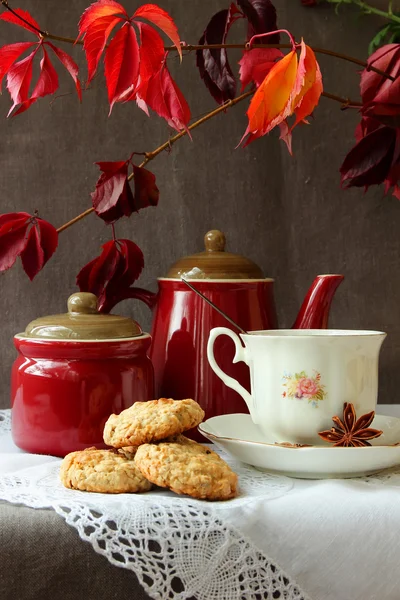 Ev yapımı yulaf ezmeli kurabiye ile çay