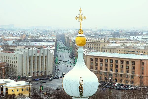 Catedral Smolny e a vista da cidade de cima — Fotografia de Stock