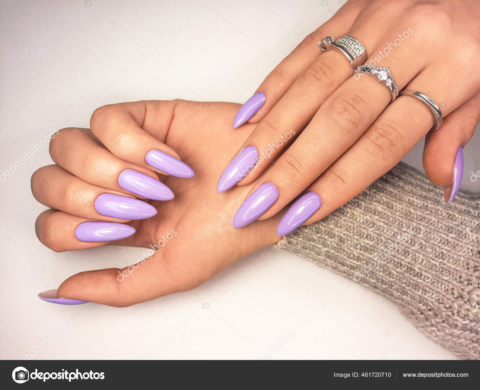 Solid Purple Gel Polish Very Long Nails Design Women S Hands Stock Photo By C Katalshov2 Gmail Com